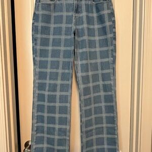 BP Blue Checkered Women's Flare Jeans